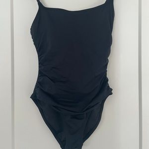 Shirred Maillot Solid One-Piece Swimsuit